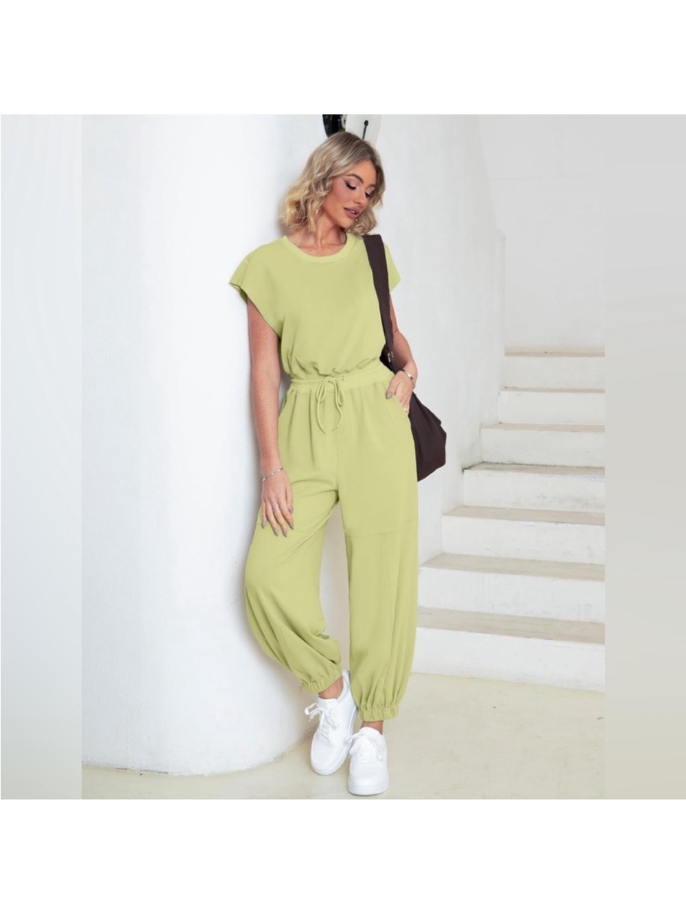 Glamaker Casual One Piece Jumpsuit Loose Open Back With Pockets Size Small